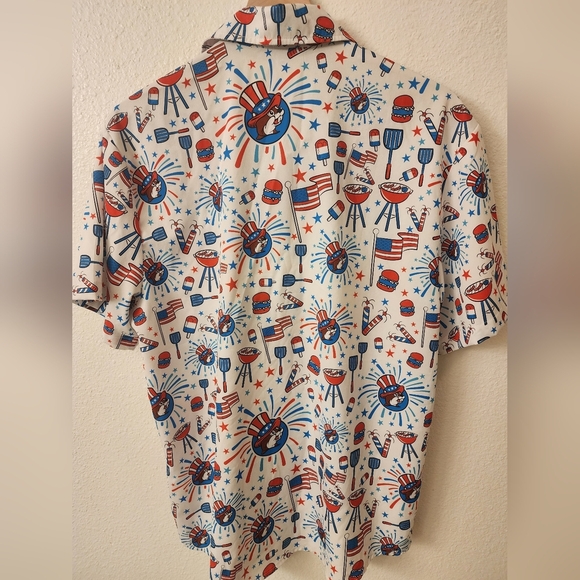 Buc-ees 4th of July America USA Button Down Shirt Mens Medium - Picture 5 of 6